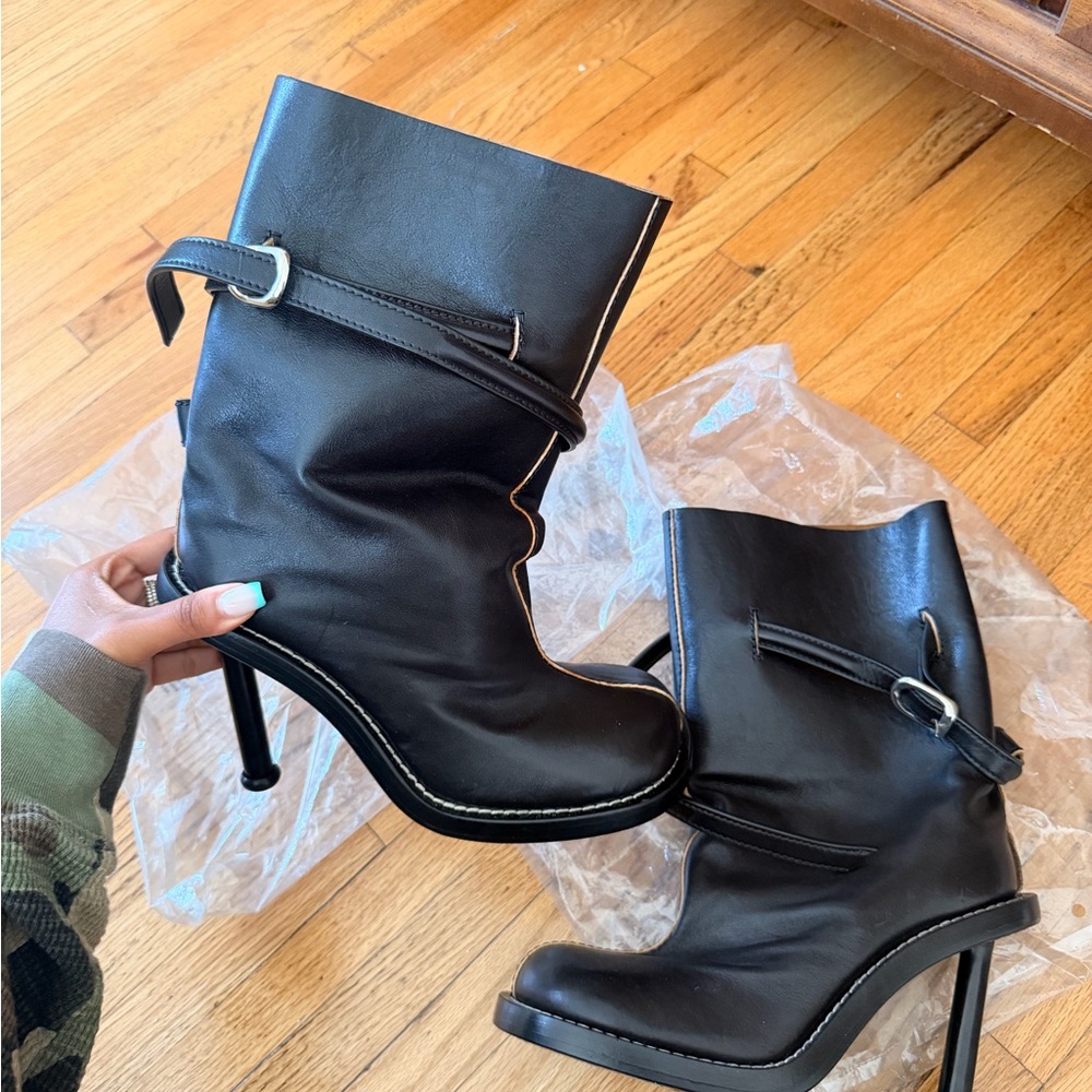 Acne studios Women's leather Black High Heel Mid-Calf Boots
